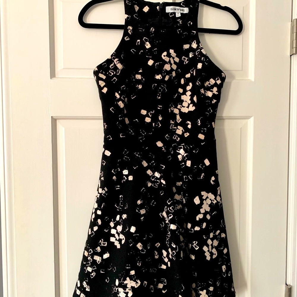 Elizabeth and James Black & Cream Skater Dress